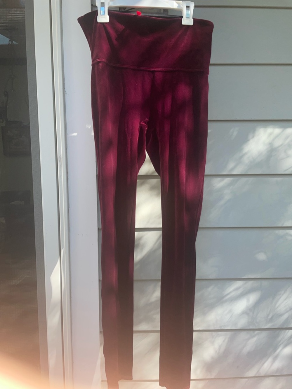 Luxurious! Flattering!  Size L Velvet Burgundy Spanx Leggings. Perfect condition